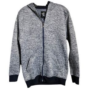 The North Pole Navy Blue Marled Thick Hoodie Zip Front Sweatershirt Sz S EUC